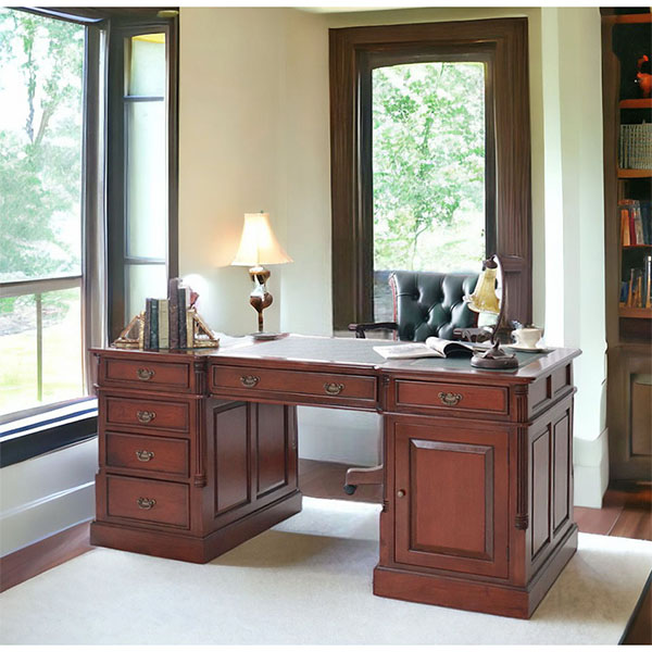 デスク 机 おしゃれ 収納 アンティーク調 プレジデントデスク エグゼクティブデスク 社長デスク 180cm ブラウン-1