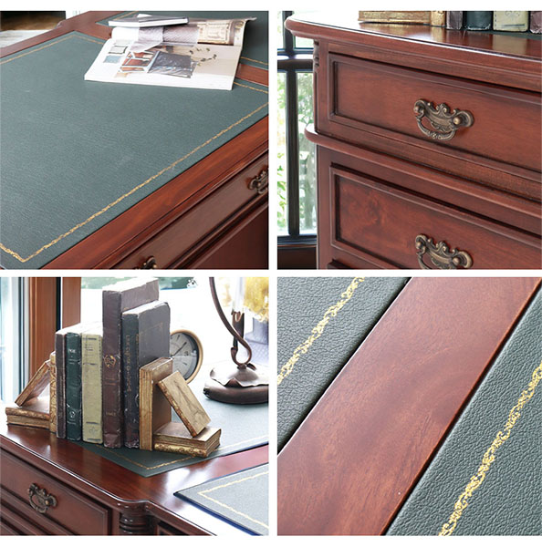 デスク 机 おしゃれ 収納 アンティーク調 プレジデントデスク エグゼクティブデスク 社長デスク 180cm ブラウン-16