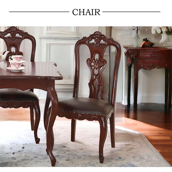 猫脚がおしゃれな英国調のダイニングセット 6人掛け アンティーク調 ブラウン  茶色 クィーンアン 輸入家具 6人掛け-2