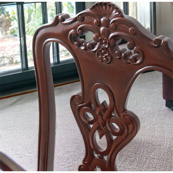 猫脚がおしゃれな英国調のダイニングセット 6人掛け アンティーク調 ブラウン  茶色 クィーンアン 輸入家具 6人掛け-3