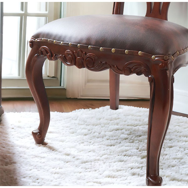 猫脚がおしゃれな英国調のダイニングセット 6人掛け アンティーク調 ブラウン  茶色 クィーンアン 輸入家具 6人掛け-5