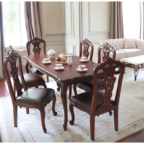 猫脚がおしゃれな英国調のダイニングセット 6人掛け アンティーク調 ブラウン  茶色 クィーンアン 輸入家具 6人掛け-7