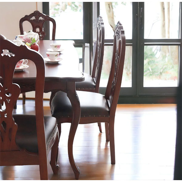 猫脚がおしゃれな英国調のダイニングセット 6人掛け アンティーク調 ブラウン  茶色 クィーンアン 輸入家具 6人掛け-10