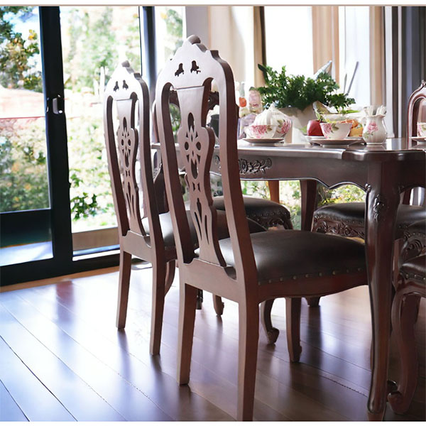 猫脚がおしゃれな英国調のダイニングセット 6人掛け アンティーク調 ブラウン  茶色 クィーンアン 輸入家具 6人掛け-11