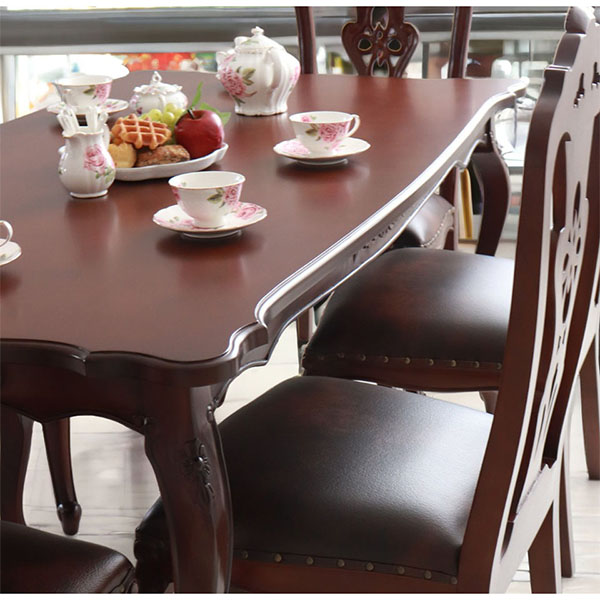 猫脚がおしゃれな英国調のダイニングセット 6人掛け アンティーク調 ブラウン  茶色 クィーンアン 輸入家具 6人掛け-16