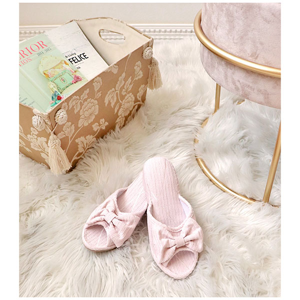 スリッパ 楽し ルームシューズ ルームスリッパ チェック リボン  