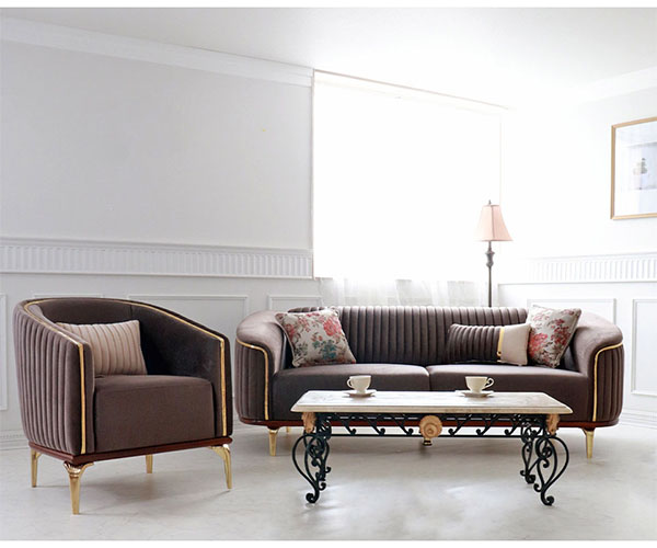 輸入家具らしい、おしゃれなクラシックデザインのソファベッドになる3Pソファ(ブラウン)