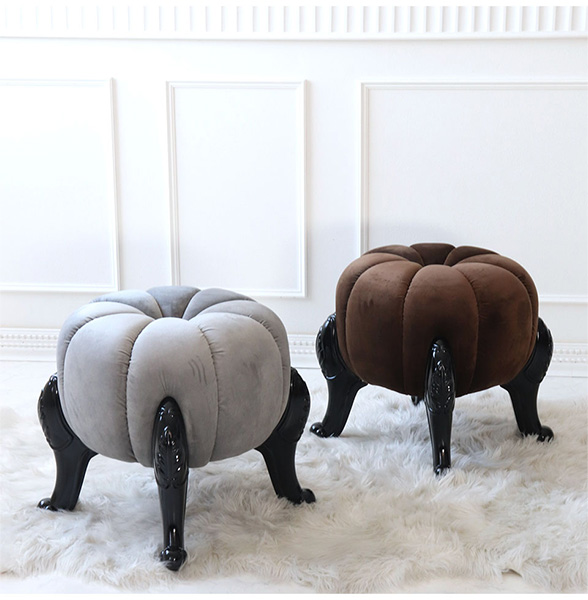 輸入家具らしい可愛いアンティーク風のかぼちゃのデザインのパンプキンスツール(ブラウン)