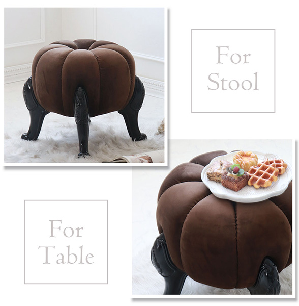 輸入家具らしい可愛いアンティーク風のかぼちゃのデザインのパンプキンスツール(ブラウン)