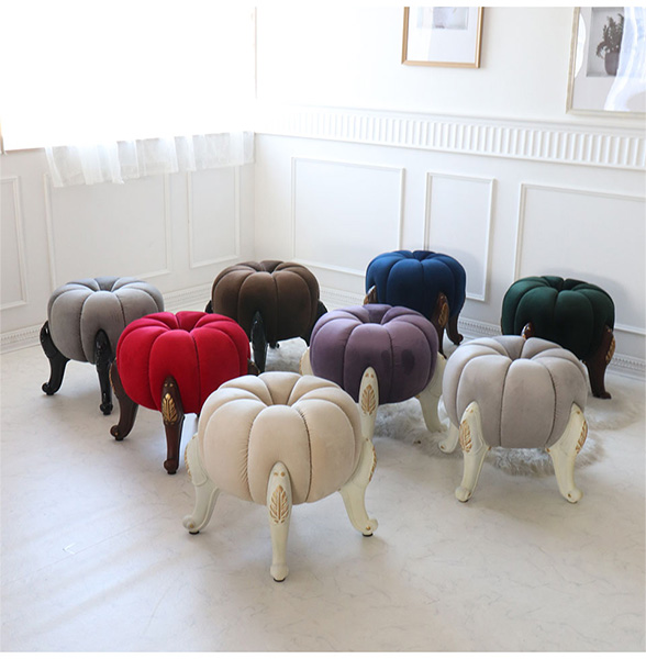 輸入家具らしい可愛いアンティーク風のかぼちゃのデザインのパンプキンスツール(ブラウン)