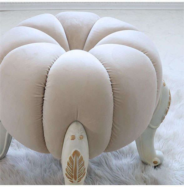 輸入家具らしい可愛いアンティーク風のかぼちゃのデザインのパンプキンスツール(ホワイト)