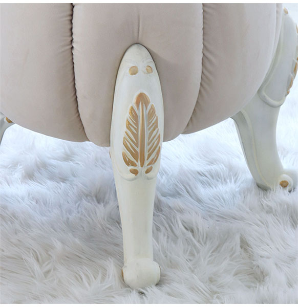 輸入家具らしい可愛いロココ調のかぼちゃのデザインのパンプキンスツール(ホワイト)