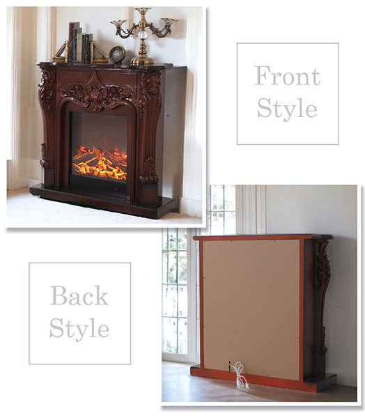 アンティーク調 マントルピース（フェイクファイヤー付）ホワイト 暖炉 100cm 開梱設置付き-1