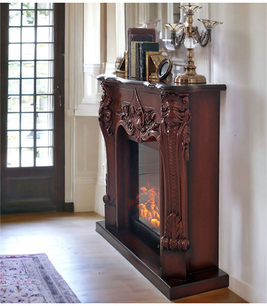 アンティーク調 マントルピース（フェイクファイヤー付）ホワイト 暖炉 100cm 開梱設置付き-12