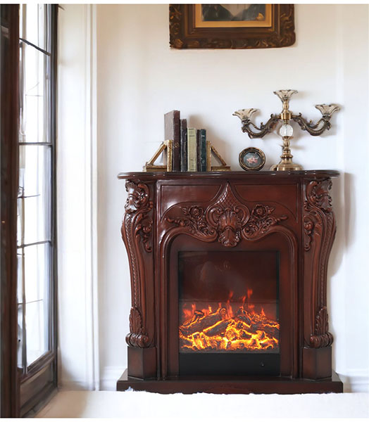 アンティーク調 マントルピース（フェイクファイヤー付）ホワイト 暖炉 100cm 開梱設置付き-6