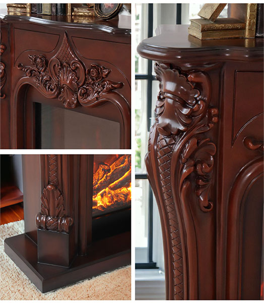 アンティーク調 マントルピース（フェイクファイヤー付）ホワイト 暖炉 100cm 開梱設置付き-14