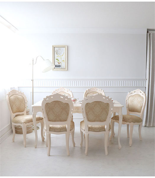 ダイニングテーブルセット 6人用 幅150 おしゃれ ヨーロピアンクラシック ホワイト-2