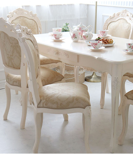 ダイニングテーブルセット 6人用 幅150 おしゃれ ヨーロピアンクラシック ホワイト-3