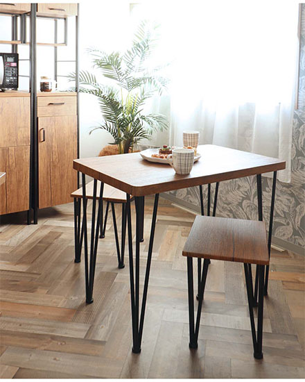 一人暮らしに最適なコンパクトでおしゃれなダイニングテーブルセット 3点セット ダイニングセットダークブラウン-1