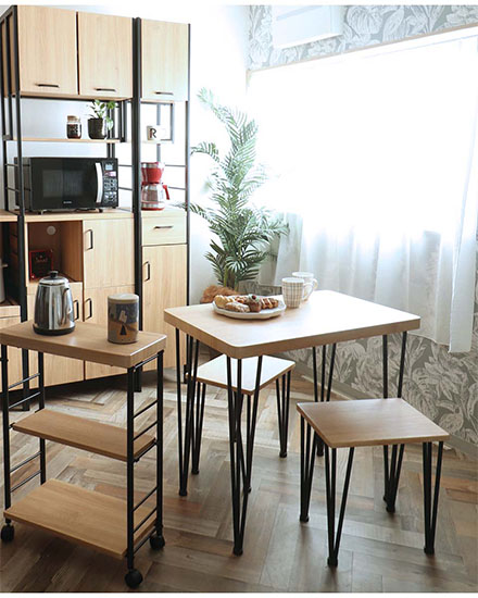 一人暮らしに最適なコンパクトなダイニングテーブルセット 3点セット ダイニングセット おしゃれ 北欧 ライトブラウン-1