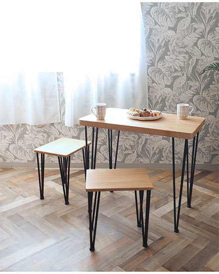 一人暮らしに最適なコンパクトなダイニングテーブルセット 3点セット ダイニングセット おしゃれ 北欧 ライトブラウン-8