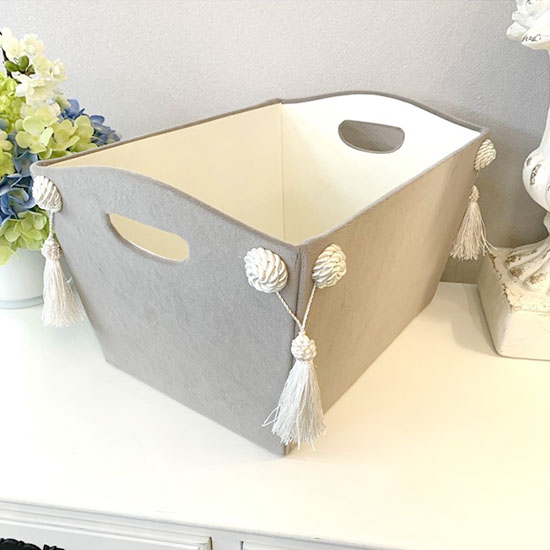 ジェニファーテイラー マガジンラックホルダー おもちゃ箱 おしゃれ ベロア グレージュ 送料無料-2