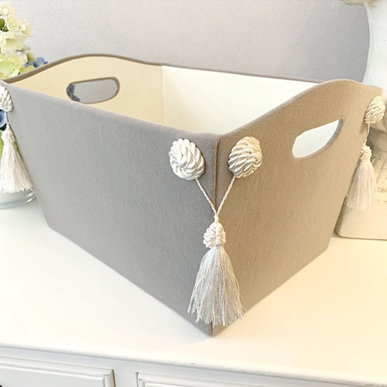 ジェニファーテイラー マガジンラックホルダー おもちゃ箱 おしゃれ ベロア グレージュ 送料無料-4