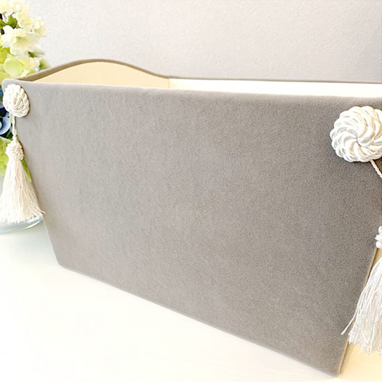 ジェニファーテイラー マガジンラックホルダー おもちゃ箱 おしゃれ ベロア グレージュ 送料無料-6