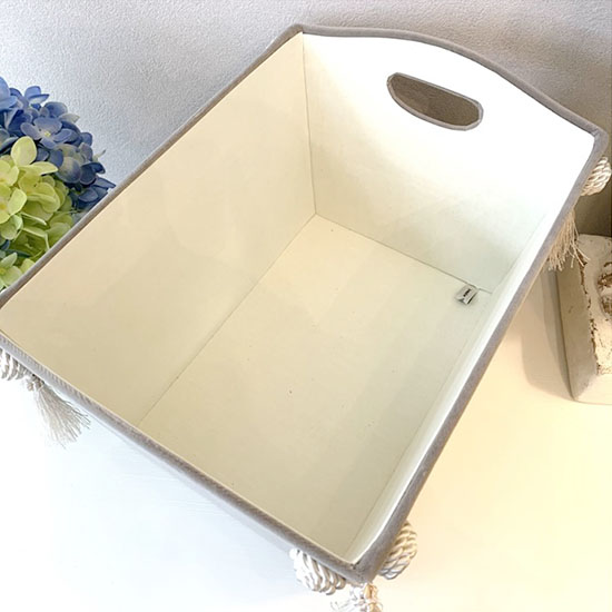 ジェニファーテイラー マガジンラックホルダー おもちゃ箱 おしゃれ ベロア グレージュ 送料無料-7