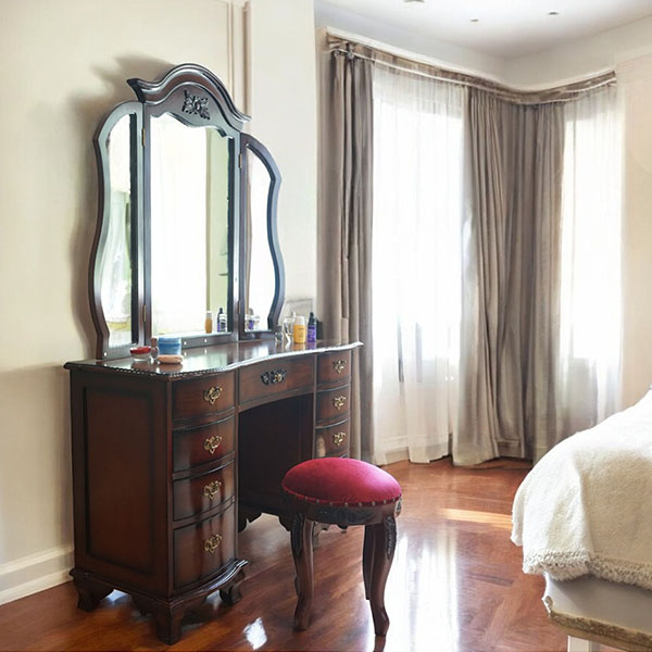 ドレッサー おしゃれ 完成品 収納 三面鏡 アンティーク調 輸入家具  