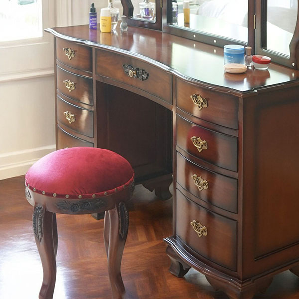 ドレッサー おしゃれ 完成品 収納 三面鏡 アンティーク調 輸入家具  