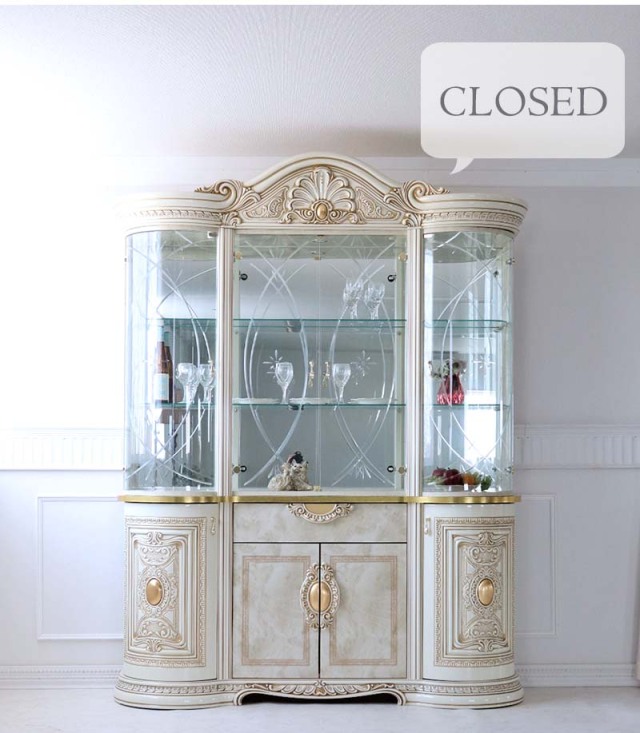 イタリア製 高級イタリア家具 レオナルドシリーズの4枚扉のゴージャスなショーケースキャビネット（LEDライト付き） 180cm-5