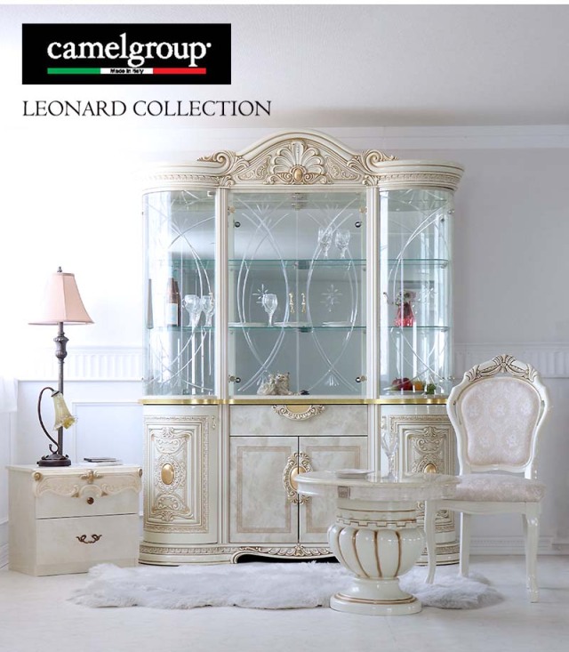 イタリア製 高級イタリア家具 レオナルドシリーズの4枚扉のゴージャスなショーケースキャビネット（LEDライト付き） 180cm-14