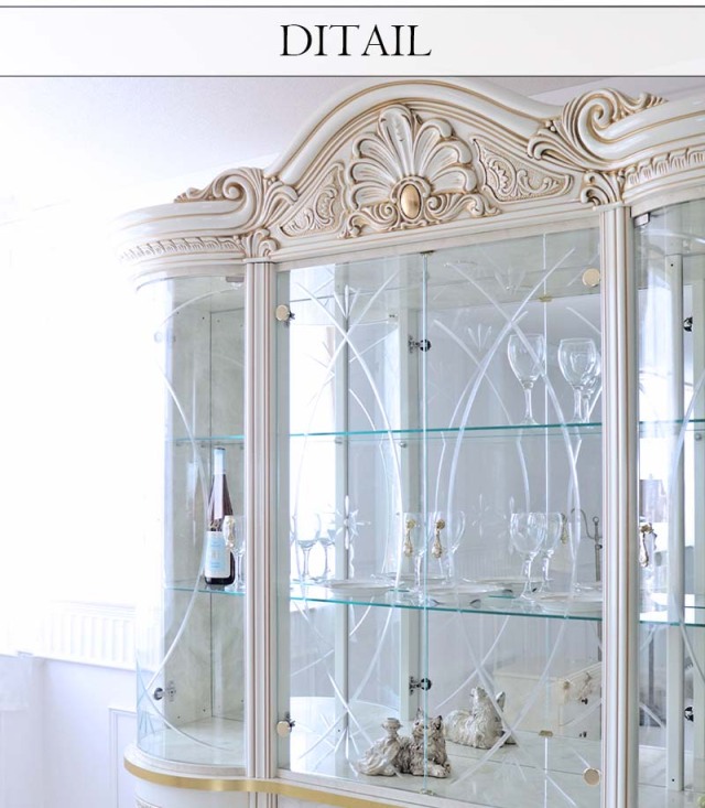 イタリア製 高級イタリア家具 レオナルドシリーズの4枚扉のゴージャスなショーケースキャビネット（LEDライト付き） 180cm-16