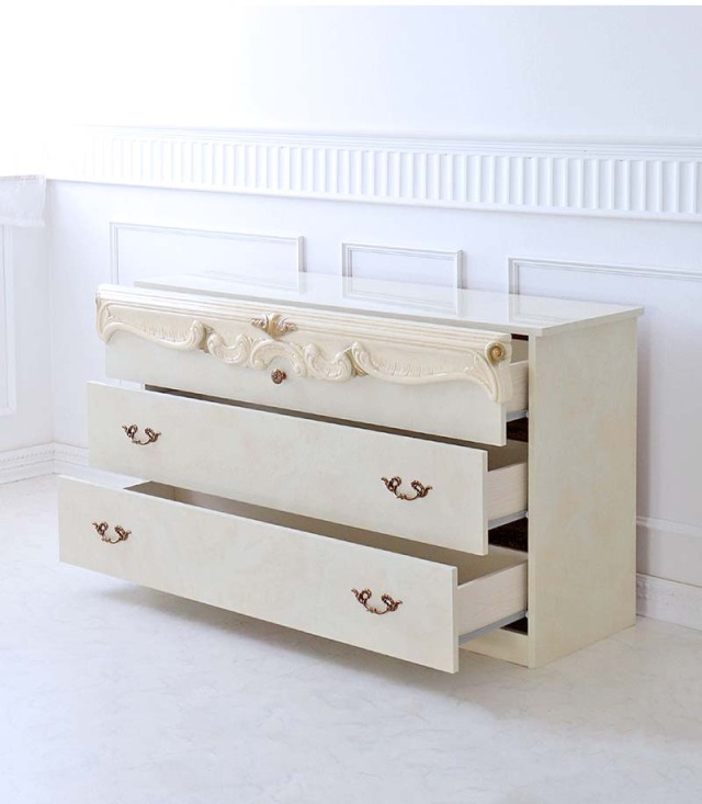 イタリア製 高級イタリア家具 レオナルドシリーズの3引出のワイドチェスト 125cm-6