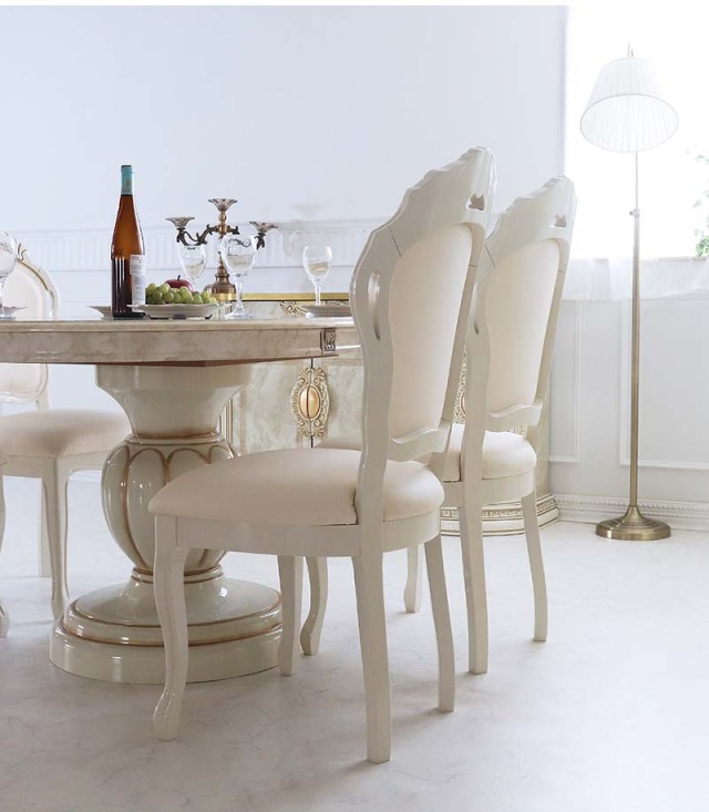 イタリア製 高級イタリア家具 レオナルドシリーズの伸長式の2人掛けのダイニングテーブル3点セット-21