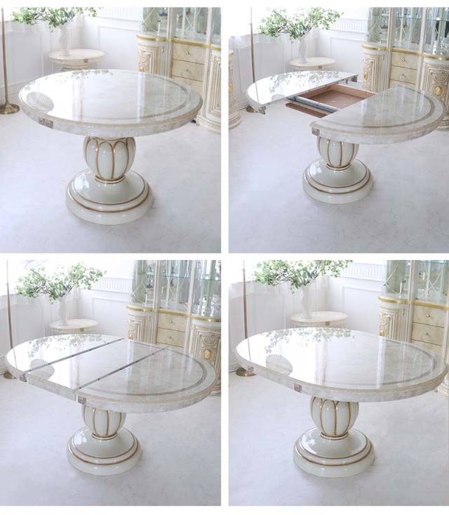 イタリア製 高級イタリア家具 レオナルドシリーズの伸長式タイプのエクステンションテーブル（ダイニングテーブル）110cm～150cm-16