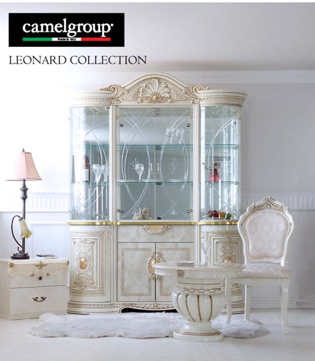 イタリア製 高級イタリア家具 レオナルドシリーズの伸長式の6人掛けのダイニングテーブル7点セット-17