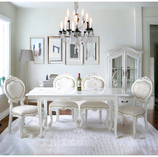 輸入家具 伸長式ダイニングセット5P（四人掛け） 猫脚 姫系  