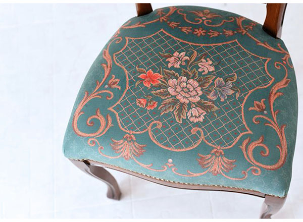 イタリア製 象嵌オーバルダイニングセット5P （グリーンフラワー