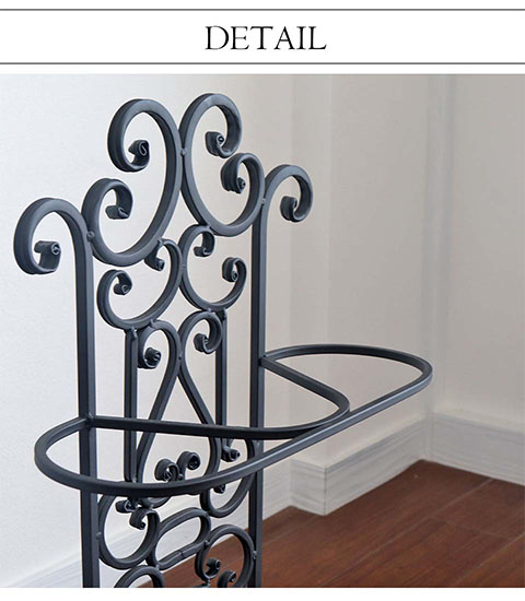 アンティーク調のクラシックなアイアン傘立て。スリム＆コンパクトな省スペース設計。-4