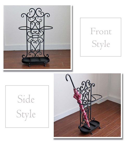 アンティーク調のクラシックなアイアン傘立て。スリム＆コンパクトな省スペース設計。-8