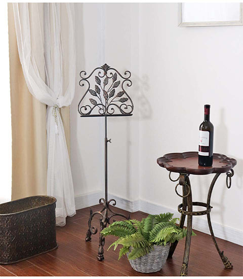 おしゃれな譜面台としても使えるアイアン製のイーゼルスタンド。アンティーク調のデザインでクラシックな空間を実現。-3