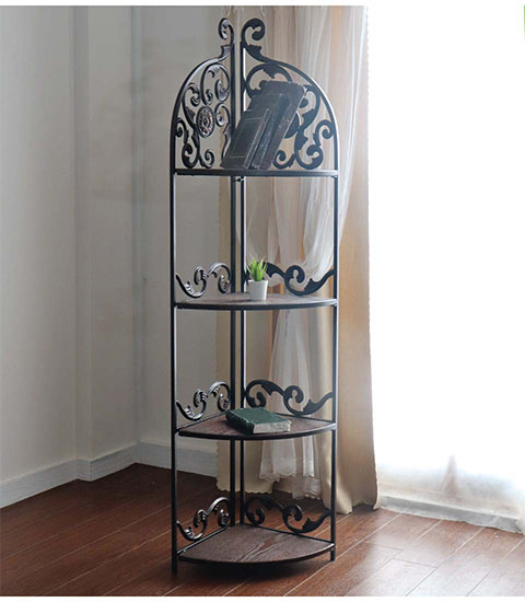 アイアン製 コーナーシェルフ ラック 4段｜Y-KAGU(輸入家具屋さん.com) 