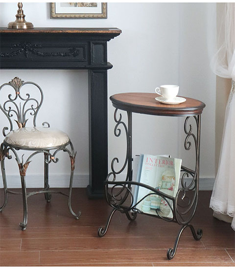 アンティーク調 木製 マガジンラックテーブル サイドテーブル｜Y-KAGU  