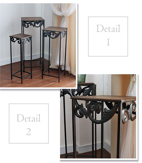 アンティーク調 木製 ネストテーブル3点セット-2