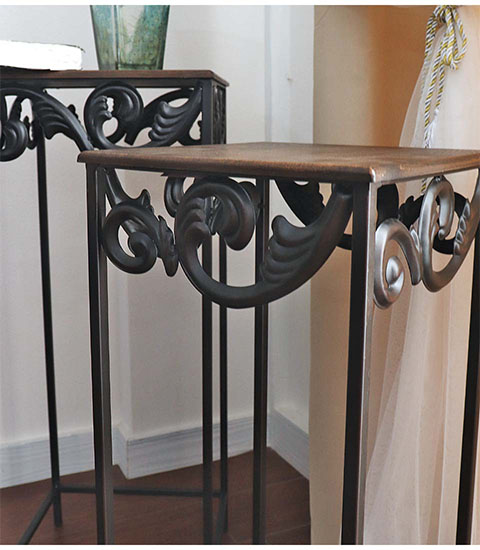 アンティーク調 木製 ネストテーブル3点セット-9