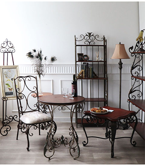 アンティーク調 アイアン製 ロングスツール レザー調 猫脚 輸入家具-4