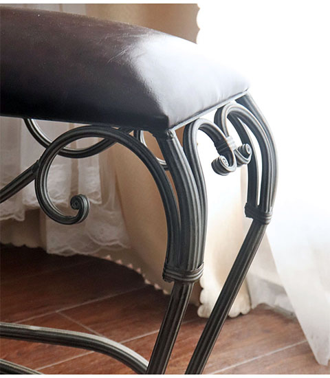 アンティーク調 アイアン製 ロングスツール レザー調 猫脚 輸入家具-7