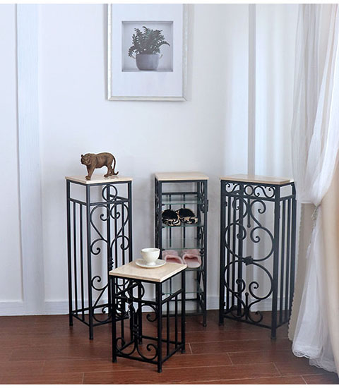 アンティーク調 おしゃれなアイアンスリッパラック ガラスラック 輸入家具-2